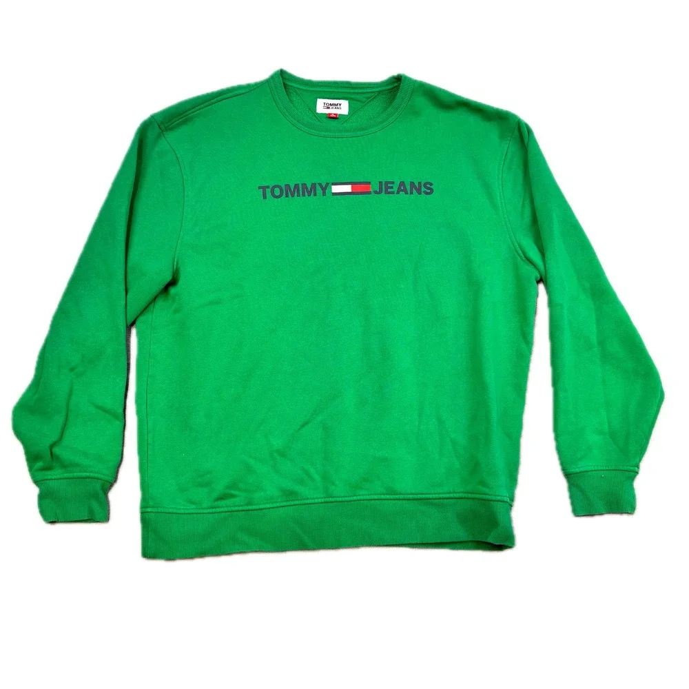 Tommy Jeans Mens Green Logo Crewneck Sweatshirt XL 78J4822/300 - Picture 2 of 9